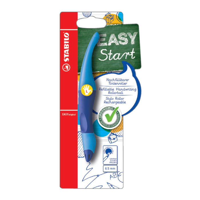 Rollerpen STABILO Easyoriginal linkshandig licht/donkerblauw blister à 1 stuk