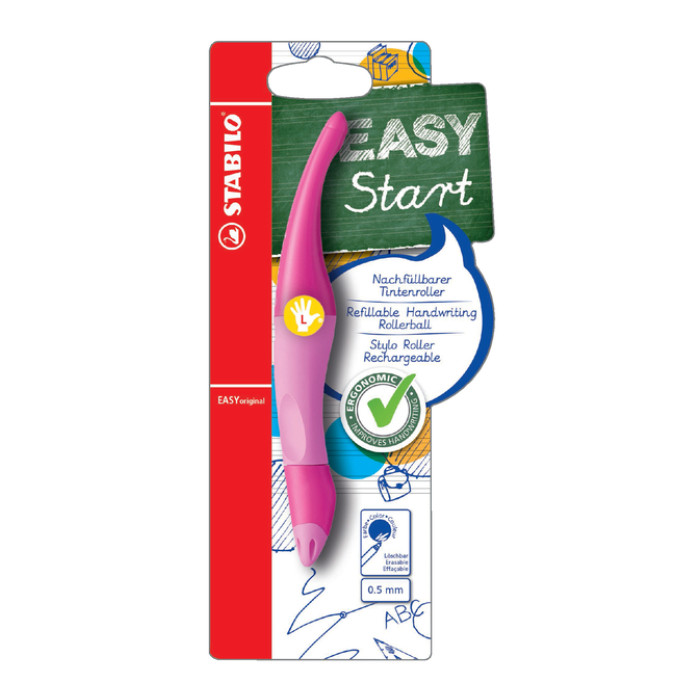 Rollerpen STABILO Easyoriginal linkshandig roze/lichtroze blister à 1 stuk