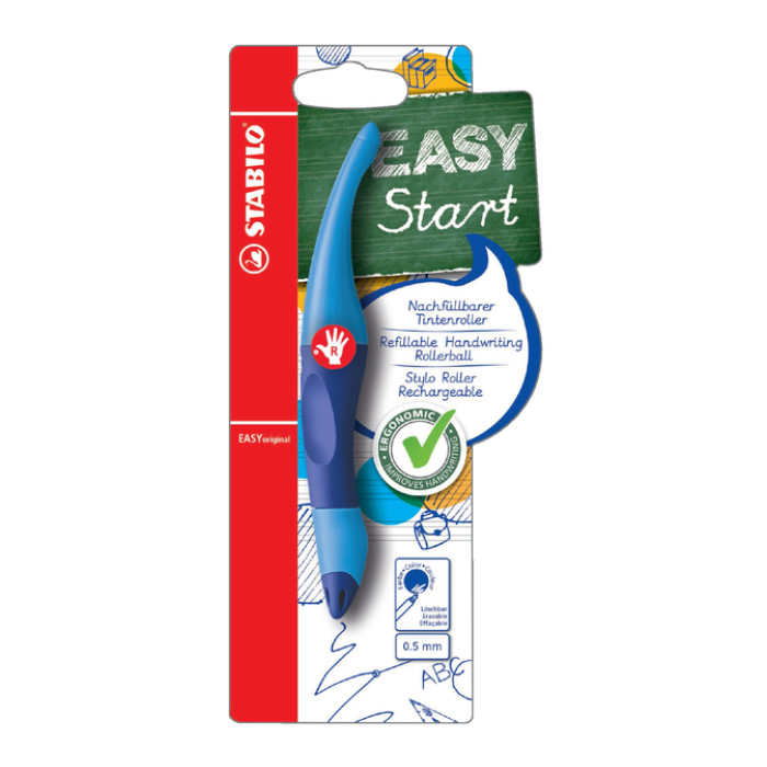 Rollerpen STABILO Easyoriginal rechtshandig licht/donkerblauw blister à 1 stuk