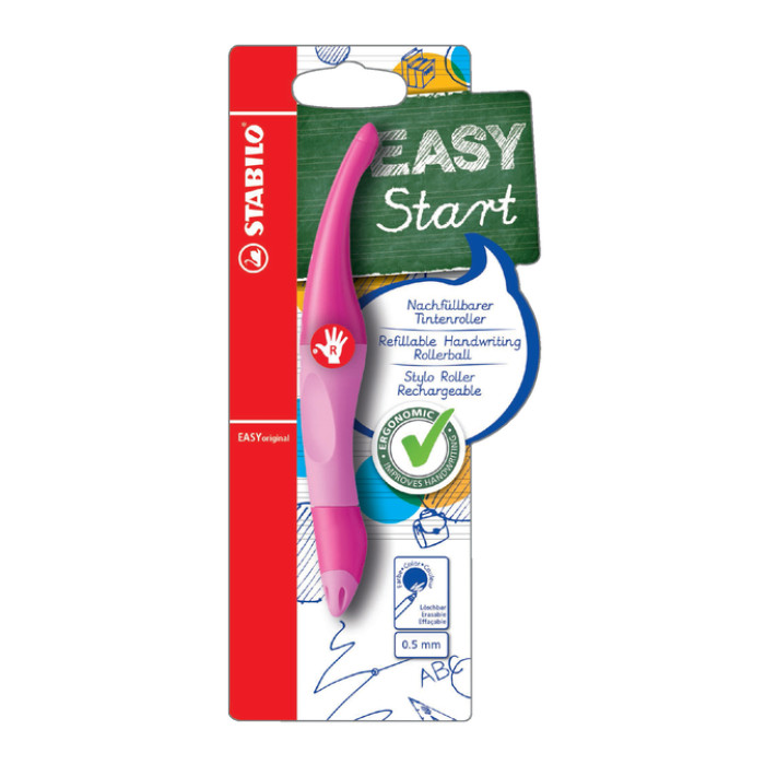 Rollerpen STABILO Easyoriginal rechtshandig roze/lichtroze blister à 1 stuk