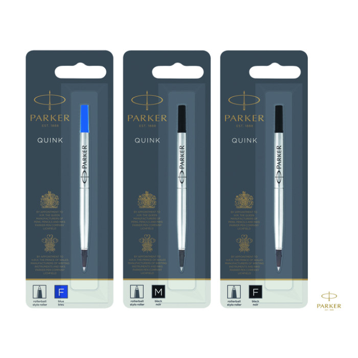 Rollerpenvulling Parker Quink medium zwart blister à 1 stuk