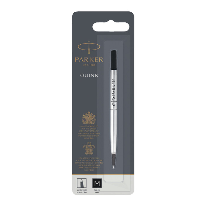 Rollerpenvulling Parker Quink medium zwart blister à 1 stuk