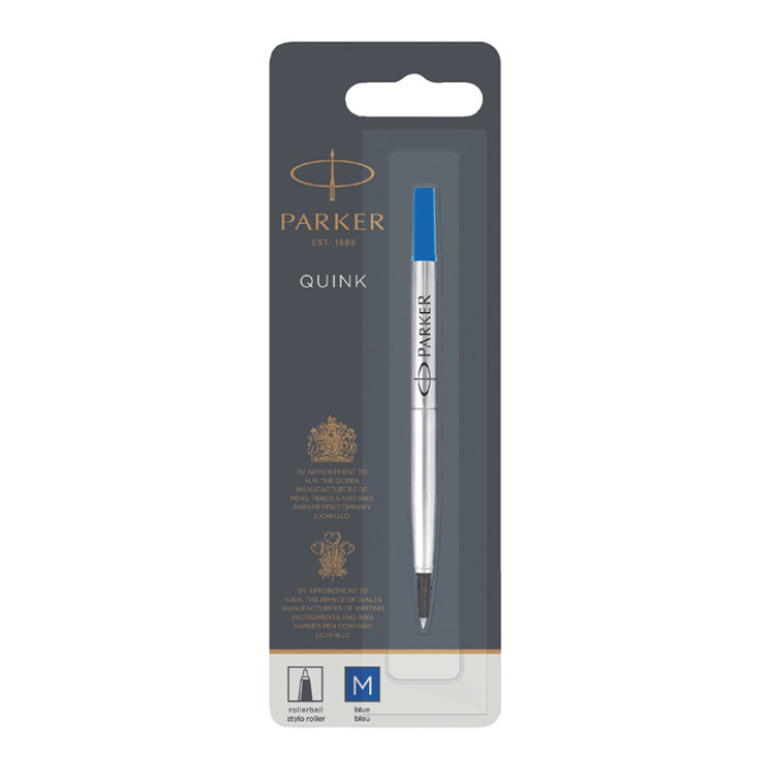 Rollerpenvulling Parker Quink medium blauw blister à 1 stuk