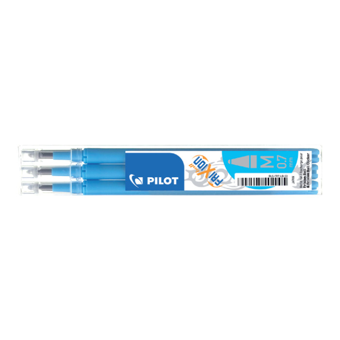 Rollerpenvulling PILOT friXion medium lichtblauw set à 3 stuks