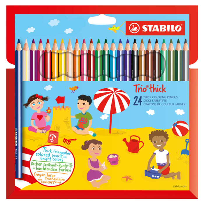 Kleurpotloden STABILO 203 Trio dik assorti blister à 24 stuks