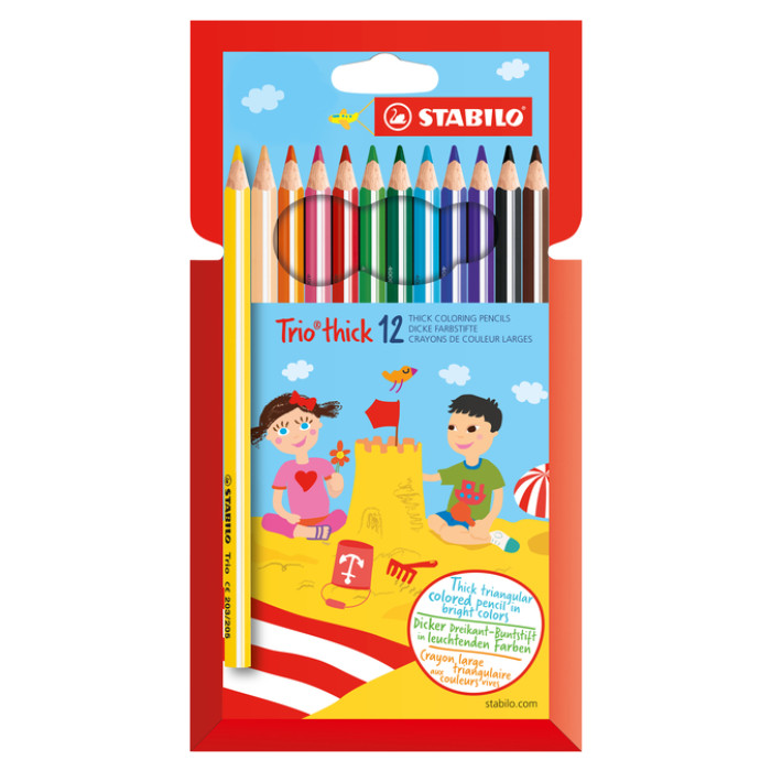 Kleurpotloden STABILO 203 Trio dik assorti kartonnen etui à 12 stuks