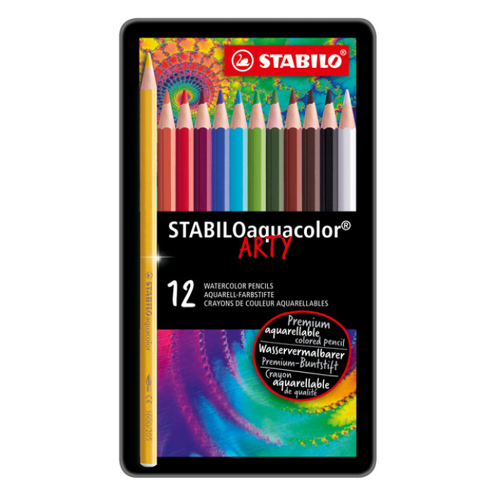 Kleurpotloden STABILO 1612 aquacolor assorti blik à 12 stuks