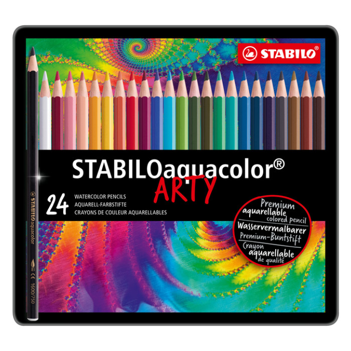 Kleurpotloden STABILO 1624 aquacolor assorti blik à 24 stuks