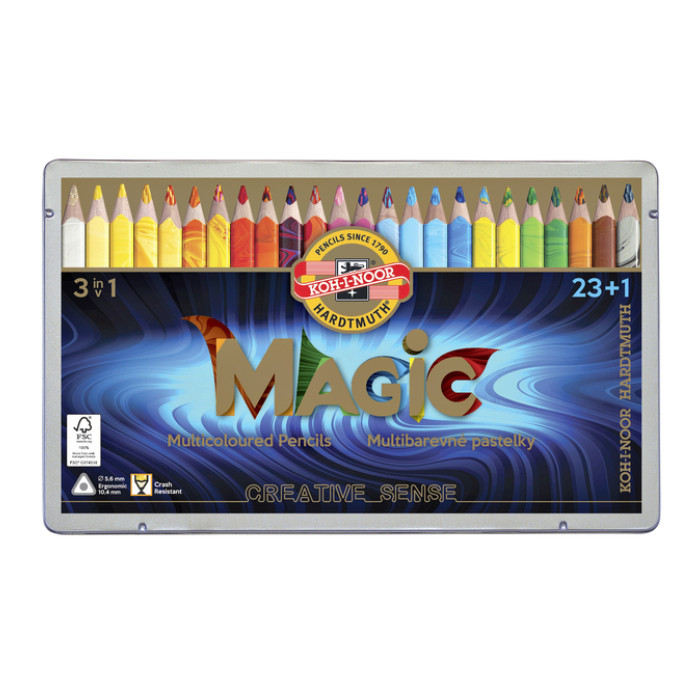 Kleurpotloden Koh-i-Noor Jumbo Magic doos 24  kleuren