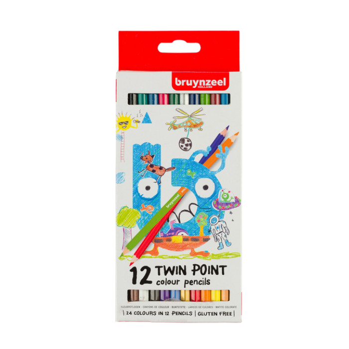 Kleurpotlood Bruynzeel Kids Twin Point blister à 12 stuks assorti