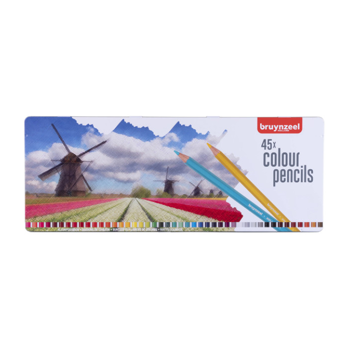 Kleurpotloden Bruynzeel Holland blik à 45 stuks assorti