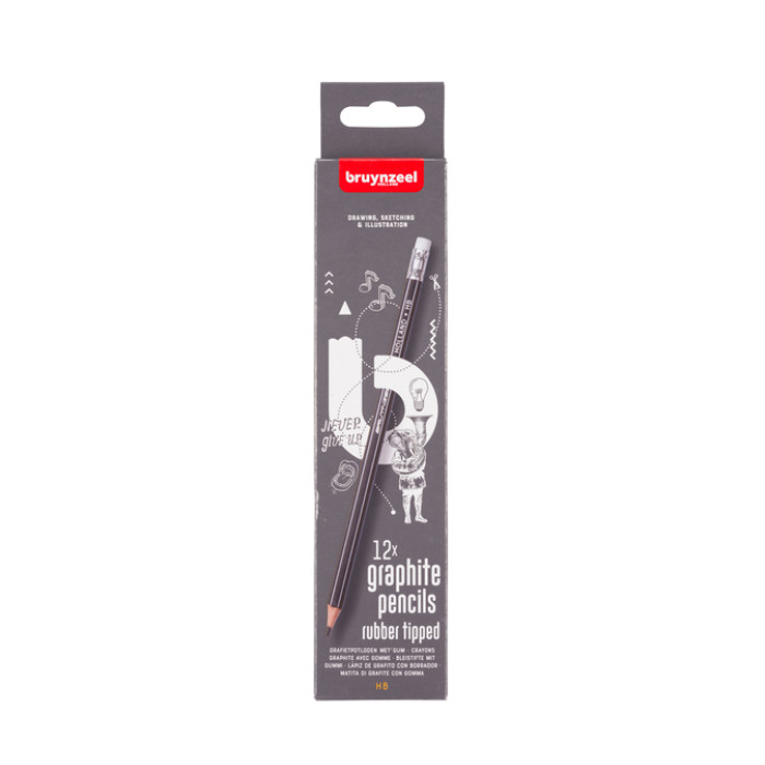 Potlood Bruynzeel 6021 Burotek HB met gum 12 stuks