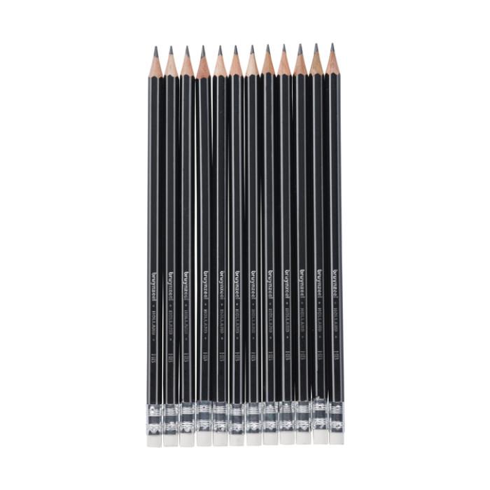 Potlood Bruynzeel 6021 Burotek HB met gum 12 stuks