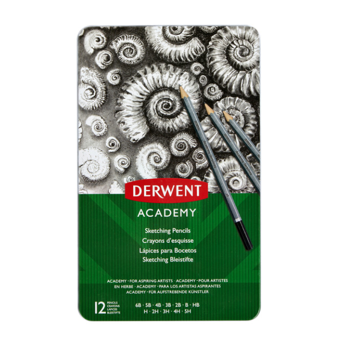 Potlood Derwent Academy 6B5H assorti hardheden blik à 12 stuks