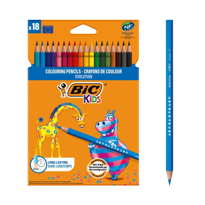 Kleurpotloden BicKids Evolution ecolutions ass blister à 18st