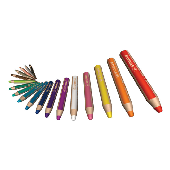 Kleurpotloden STABILO 880 woody 3 in 1 assorti etui à 10 stuks