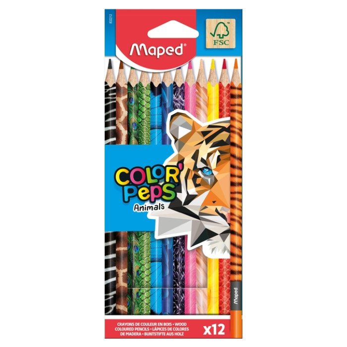 Kleurpotlood Maped Color'Peps Animals set à 12 kleuren
