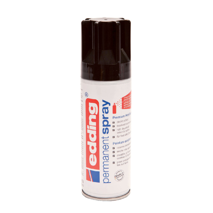 Verfspuitbus edding 5200 permanent spray glossy diepzwart