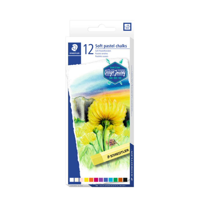 Pastelkrijt Staedtler karat zacht assorti set à 12 stuks