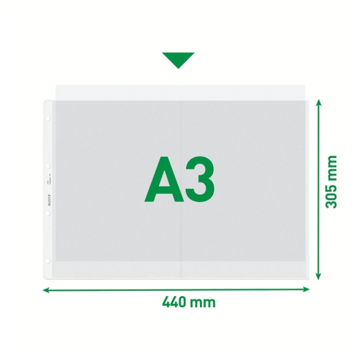 Showtas Leitz Premium copy safe 0.13mm PP A3 landscape transparant 50 stuks