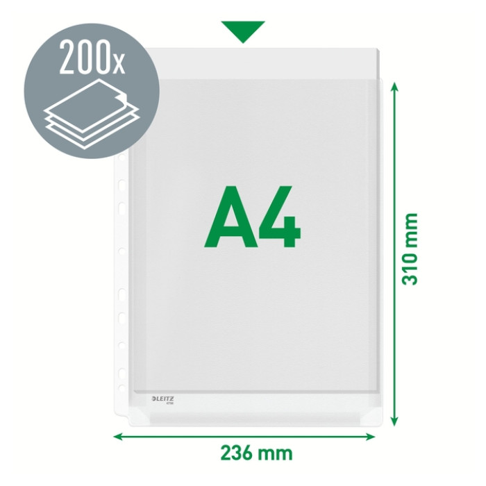 Harmonica showtas Leitz Premium met perforatiestrip 180µ PVC A4 5 stuks glashelder 5 stuks