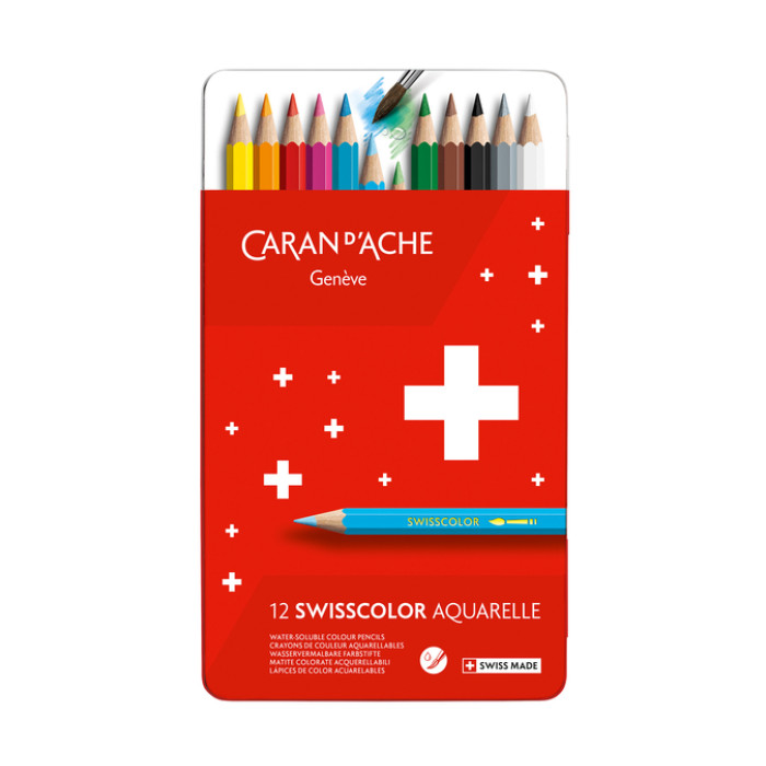 Kleurpotloden Caran d'Ache Swisscolor aquarel 12 stuks assorti
