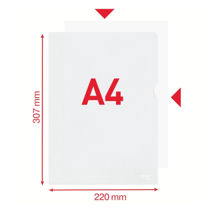 Insteekmap L-model Esselte standaard copy safe PP A4 transparant 100 stuks