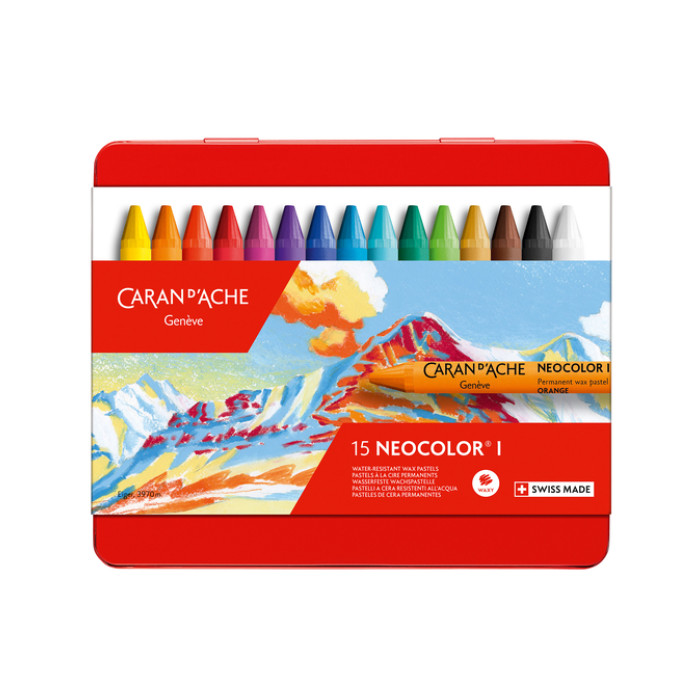 Waskrijt Caran d'Ache neocolor-I 15 stuks assorti