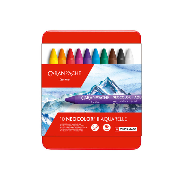 Waskrijt Caran d'Ache neocolor-II 10 stuks assorti