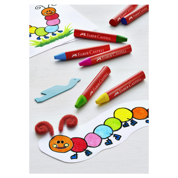 Waskrijt Faber-Castell driehoekig assorti set à 12 stuks