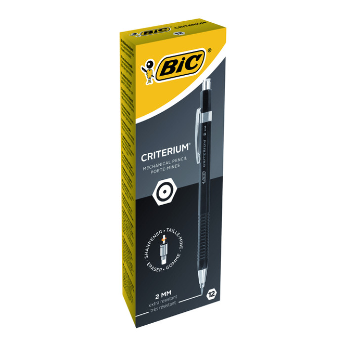Vulpotlood Bic Criterium HB 2mm met gum metalen clip