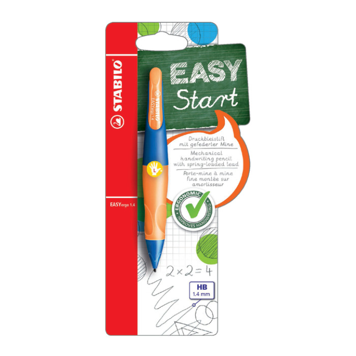 Vulpotlood STABILO Easyergo HB 1.4mm linkshandig ultramarine/neon oranje blister à 1 stuk
