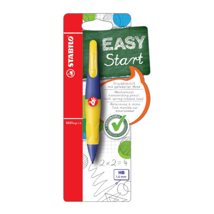 Vulpotlood STABILO Easyergo HB 1.4mm rechtshandig paars/neon geel blister à 1 stuk