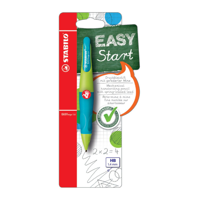 Vulpotlood STABILO Easyergo HB 1.4mm rechtshandig limoen/aquamarine blister à 1 stuk