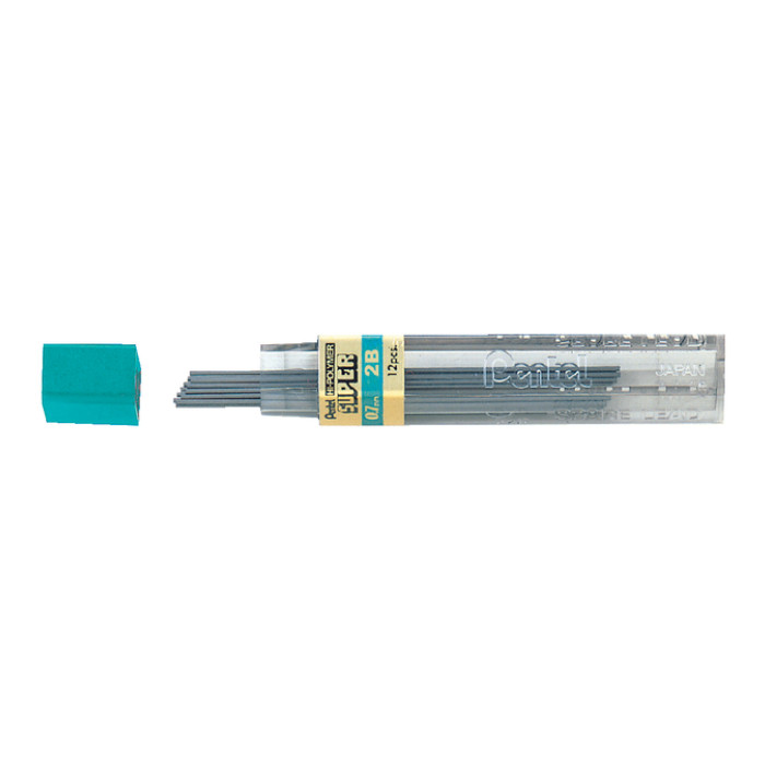Potloodstift Pentel 2B 0.7mm zwart koker à 12 stuks