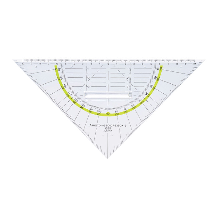 Geodriehoek Aristo 1555/2 225mm met greep transparant