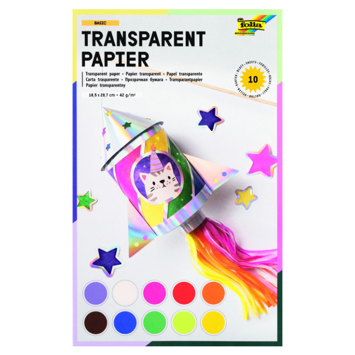 Transparant papier Folia 18.5x29.7cm 42gr 10 vel 10 kleuren