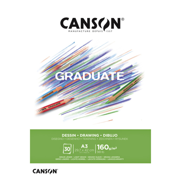 Tekenpapier Canson Graduate Drawing 30vel 160gr A3 helderwit