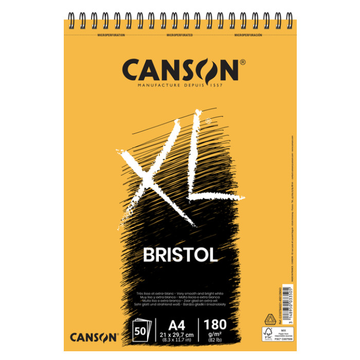 Bristolpapier Canson XL Bristol 50vel 180gr A4 extra wit