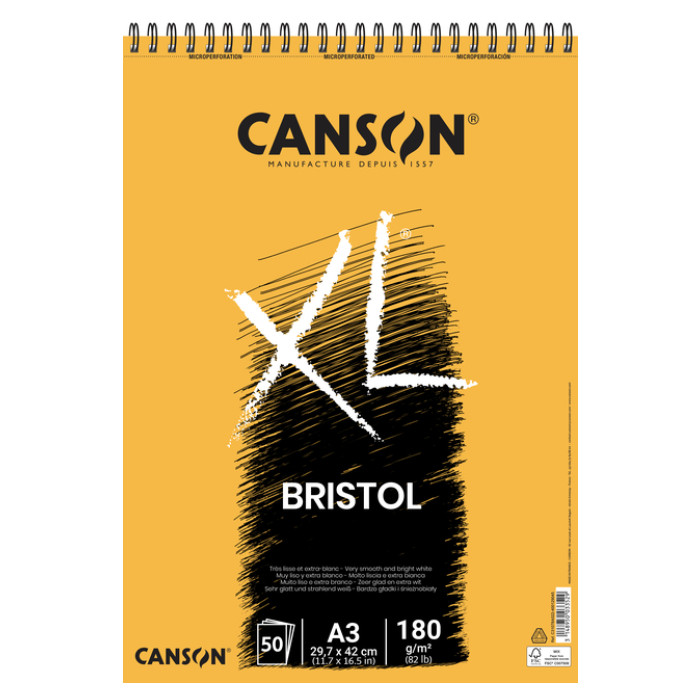 Bristolpapier Canson XL Bristol 50vel 180gr A3 extra wit