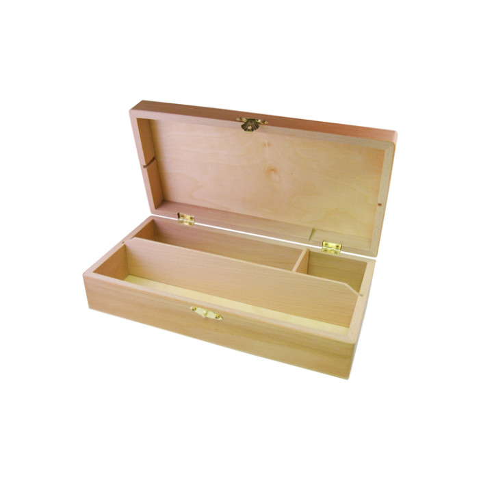 Tekendoos 25x12.5x6.5cm 3 vakken beukenhout