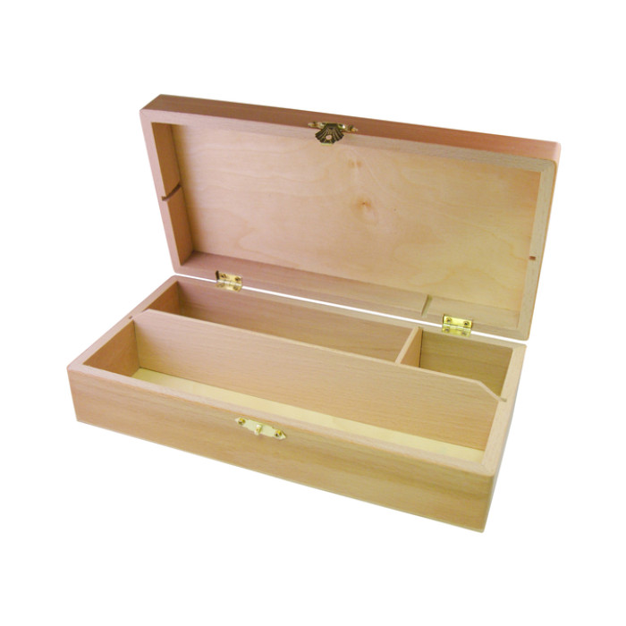 Tekendoos 27x15x8cm 3 vakken beukenhout