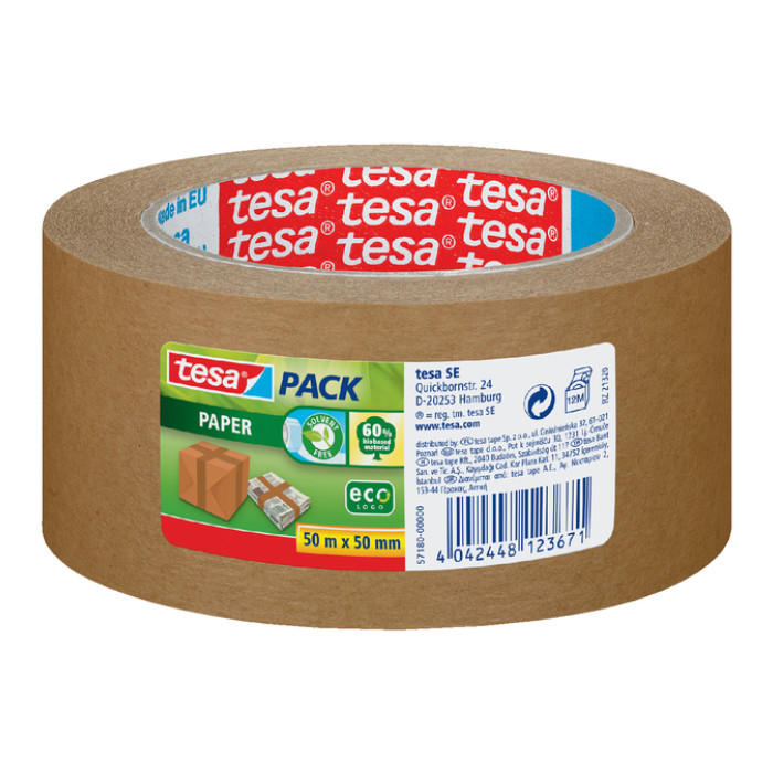 Verpakkingstape tesapack® papier ecoLogo® 50mx50mm bruin