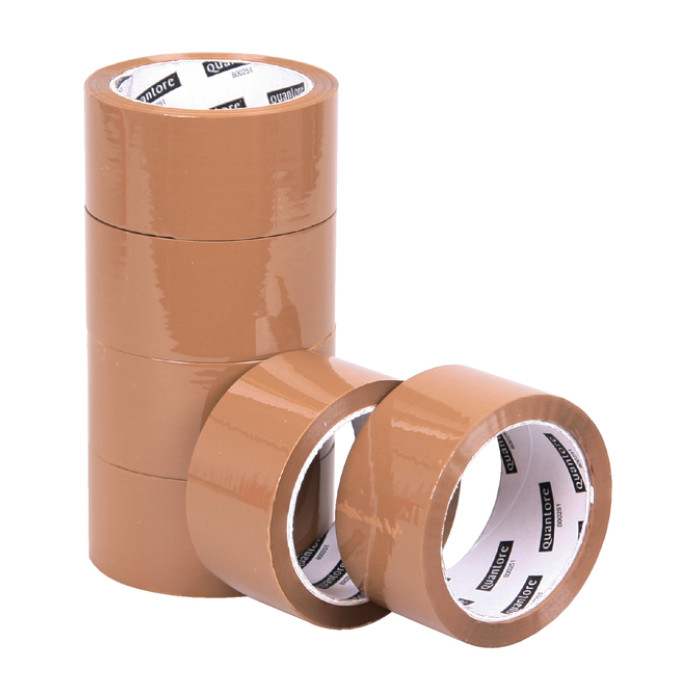 Verpakkingstape Quantore 50mmx60m PP bruin 6 rollen