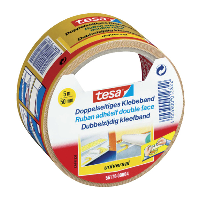 Tapijttape tesa® universal 5mx50mm dubbelzijdig wit