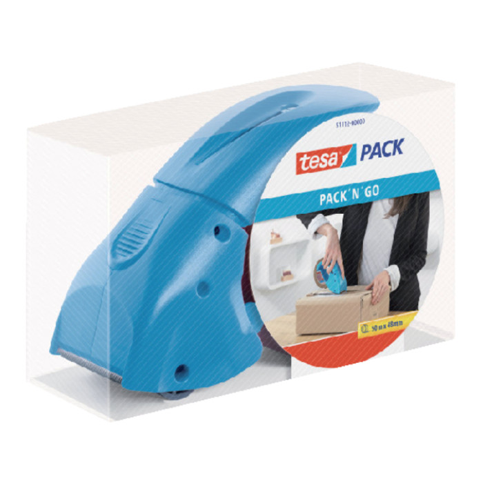 Verpakkingstape dispenser  tesapack® pack-n-go blauw