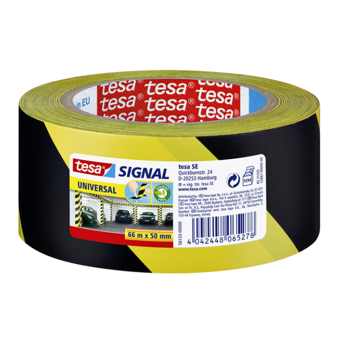 Waarschuwings- en markeringstape tesa® Signal Universal 66mx50mm geel/zwart