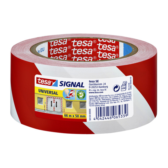 Waarschuwings- en markeringstape tesa® Signal Universal 66mx50mm rood/wit