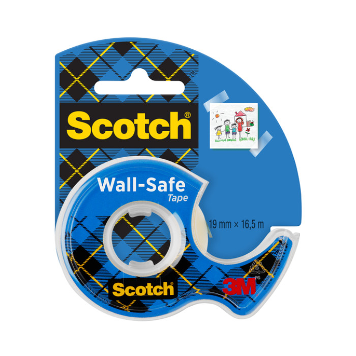 Plakband Scotch 19mmx16.5m Wall Safe + handdispenser