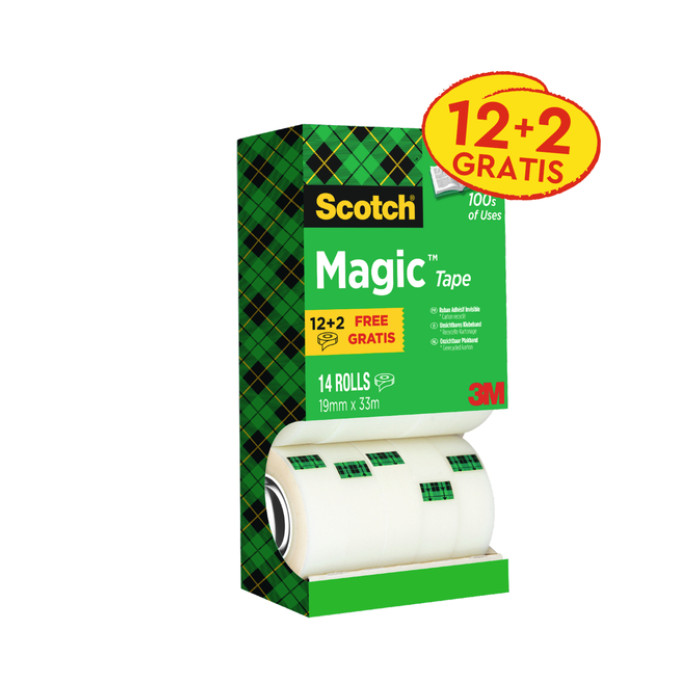 Plakband Scotch Magic 810 19mmx33m onzichtbaar mat 12+2 gratis
